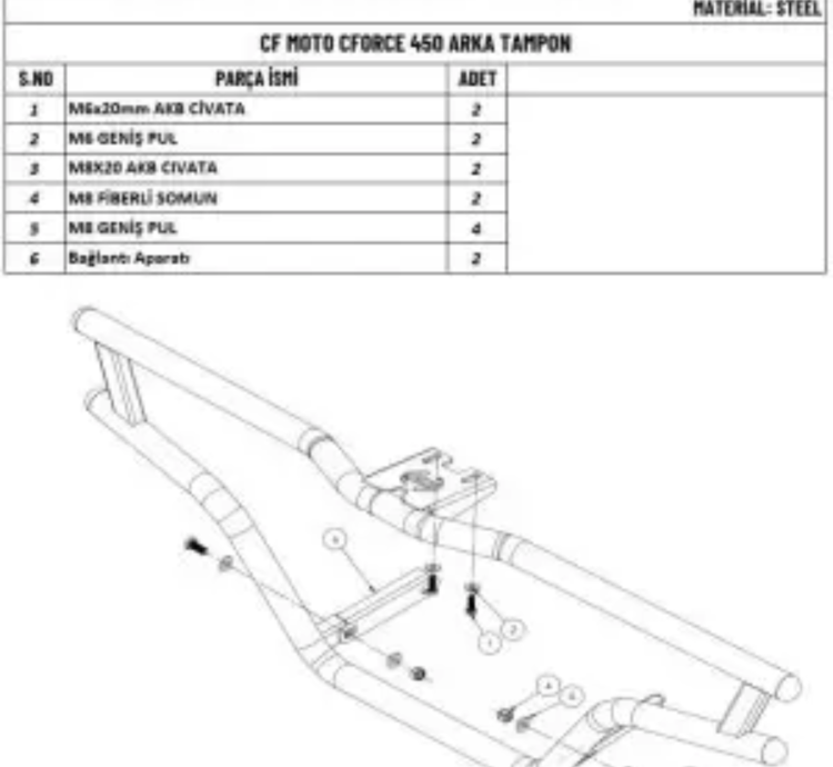 CFORCE 450 L ATV UYUMLU ÖN ARKA TAMPON KORUMA DEMİRİ